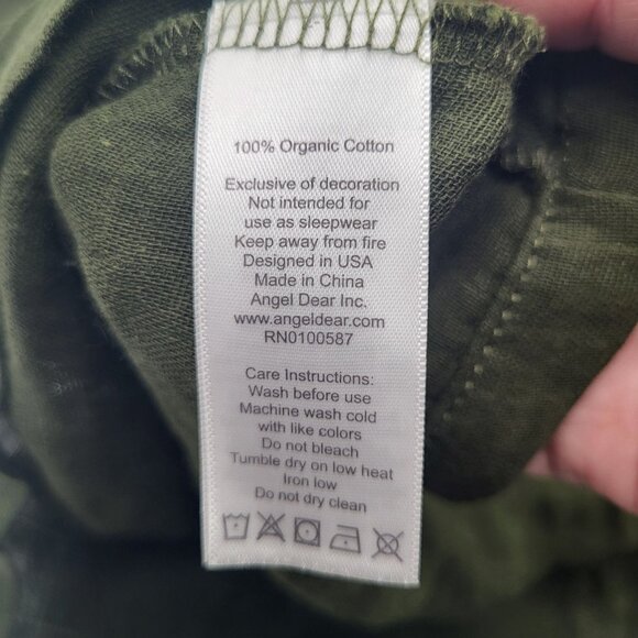 Angel Dear Baby Toddler 18-24M Olive Green Organic Cotton Romper Dress NWT - Picture 3 of 5